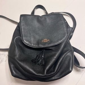 Coach Black Leather Backpack